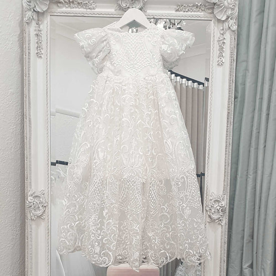Victoria – Premium baptism gown set. - Navin Creations Christening Dress  and Accessories Online